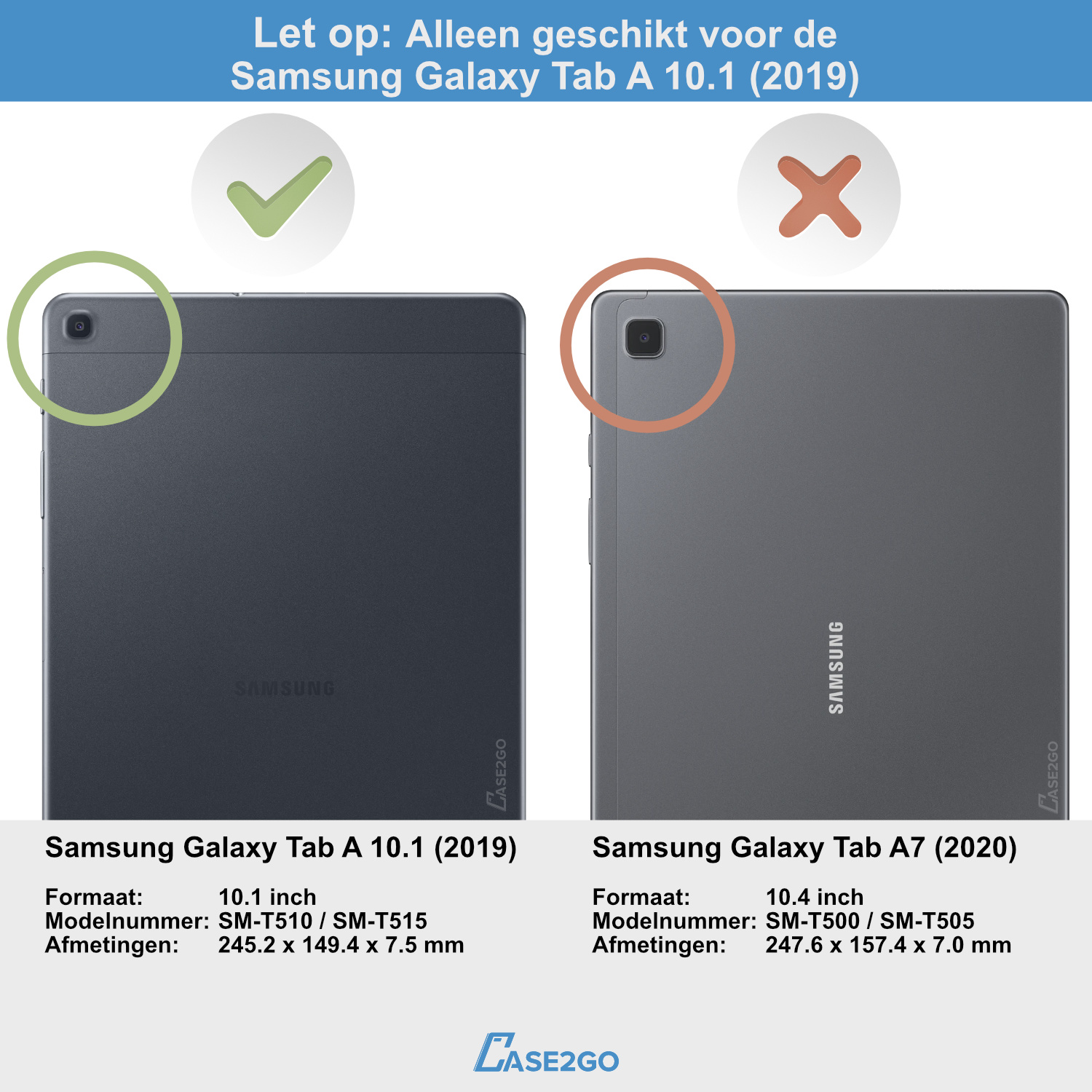 Galaxy Tab A 2019 - Bluetooth toetsenbord + | Case2go.nl