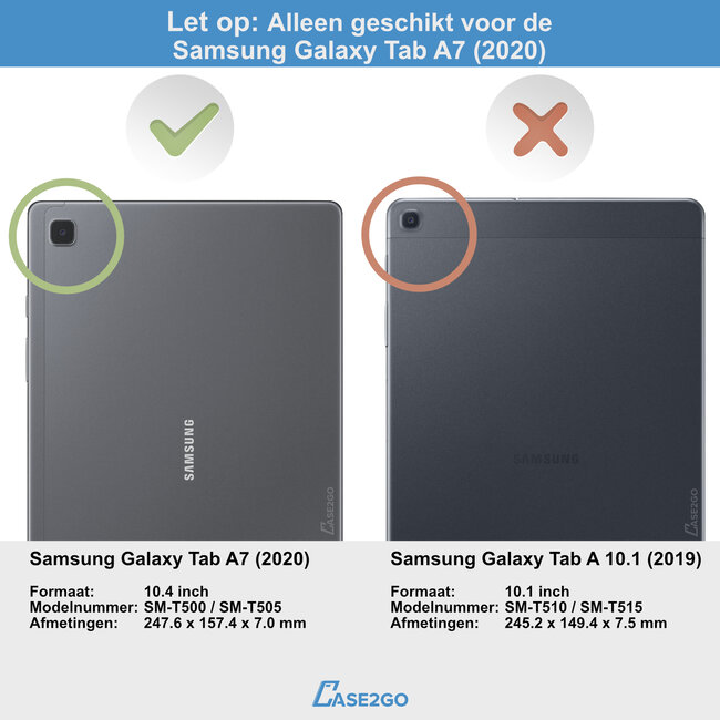 Case2go - Hoes voor de Samsung Galaxy Tab A7 (2020) - Tri-Fold Book Case - Vlinders