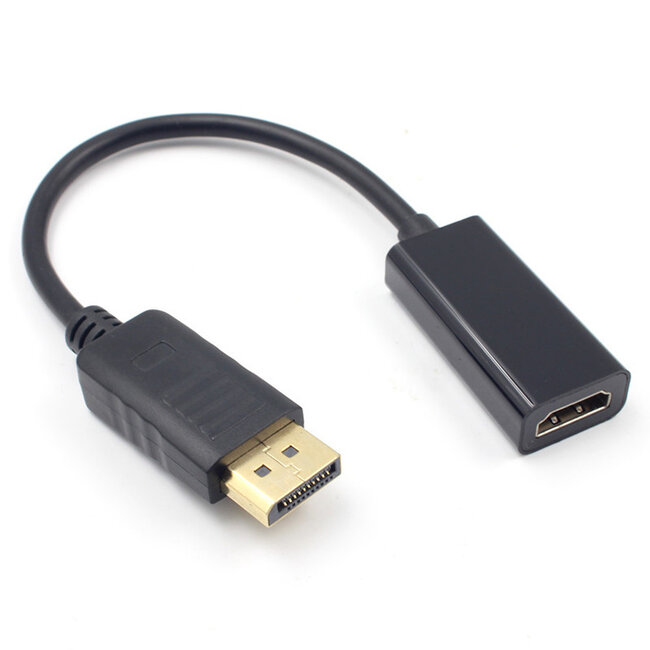 Case2go - Displayport (male) naar HDMI (female) kabel - 24 cm - Zwart