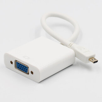 Case2go Micro HDMI naar VGA Adapter Kabel - 25 cm - 1080p Full HD - Wit