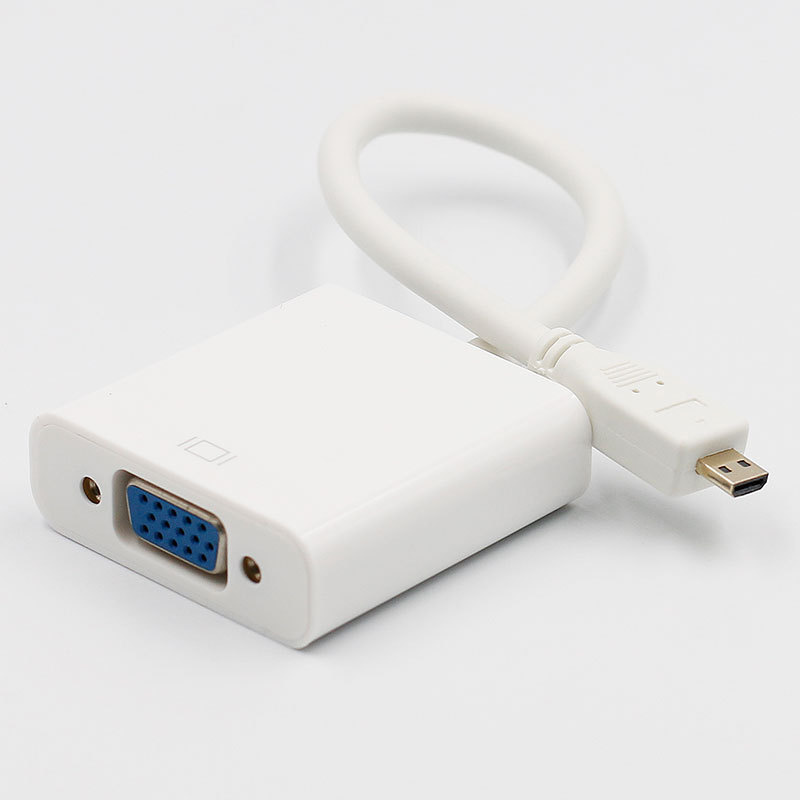 Micro HDMI naar VGA Adapter Kabel - 25 cm - 1080p Full HD - Wit afbeelding