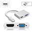 USB-C naar HDMI + VGA Adapter - USB-C Hub - 20 cm - Zilver