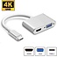 USB-C naar HDMI + VGA Adapter - USB-C Hub - 20 cm - Zilver