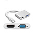 USB-C naar HDMI + VGA Adapter - USB-C Hub - 20 cm - Zilver