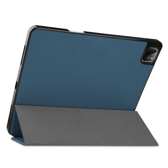 Case2go - Hoes voor de Apple iPad Pro 12.9 inch (2021) - Tri-Fold Book Case - met Apple Pencil Houder - Marine Blauw
