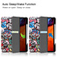 Case2go - Hoes voor de Apple iPad Pro 12.9 inch (2021) - Tri-Fold Book Case - met Apple Pencil Houder - Graffiti