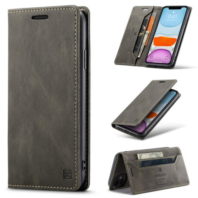 AutSpace - iPhone 11 hoesje - Wallet Book Case - Magneetsluiting - met RFID bescherming - Bruin