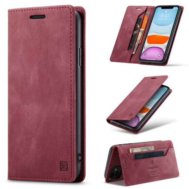 AutSpace - iPhone 11 hoesje - Wallet Book Case - Magneetsluiting - met RFID bescherming - Rood