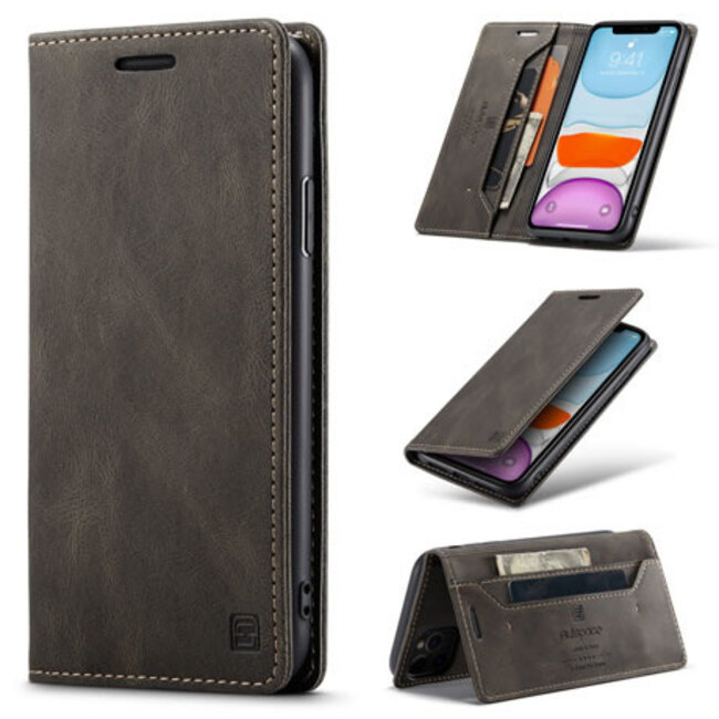 AutSpace - iPhone 11 Pro hoesje - Wallet Book Case - Magneetsluiting - met RFID bescherming - Bruin