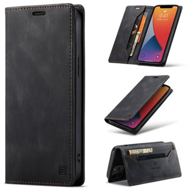 AutSpace - iPhone 12 Pro Max hoesje - Wallet Book Case - Magneetsluiting - met RFID bescherming - Zwart