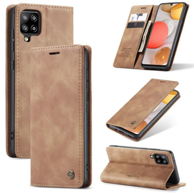 CaseMe - Samsung Galaxy A42 5G hoesje - Wallet Book Case - Magneetsluiting - Licht Bruin