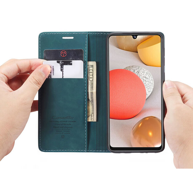 CaseMe - Samsung Galaxy A42 5G hoesje - Wallet Book Case - Magneetsluiting - Blauw