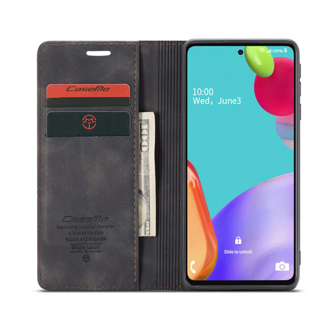 CaseMe - Samsung Galaxy A52 5G hoesje - Wallet Book Case - Magneetsluiting - Zwart