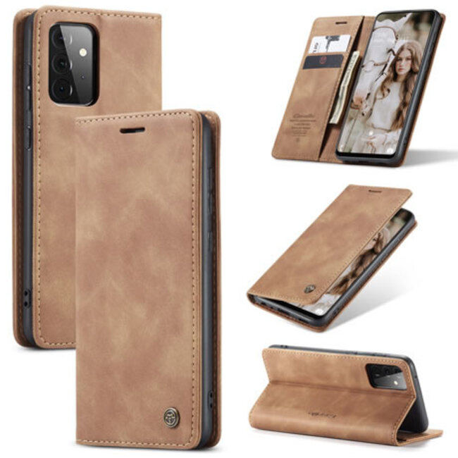 CaseMe - Samsung Galaxy A72 5G hoesje - Wallet Book Case - Magneetsluiting - Licht Bruin