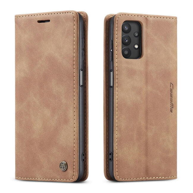 CaseMe - Samsung Galaxy A32 5G hoesje - Wallet Book Case - Magneetsluiting - Licht Bruin