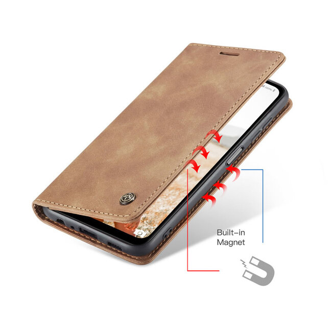 CaseMe - Samsung Galaxy A32 5G hoesje - Wallet Book Case - Magneetsluiting - Licht Bruin