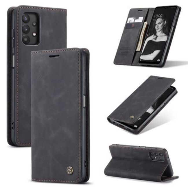 CaseMe - Samsung Galaxy A32 5G hoesje - Wallet Book Case - Magneetsluiting - Zwart