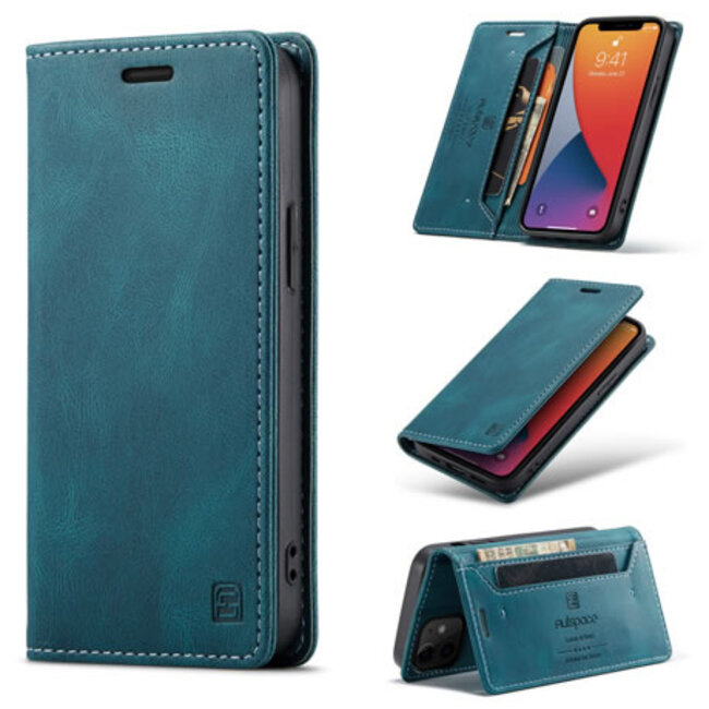AutSpace - iPhone 12 / 12 Pro hoesje - Wallet Book Case - Magneetsluiting - met RFID bescherming - Blauw