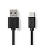 Nedis USB Type-C naar USB-A Male kabel - 480 Mbps - Vernikkeld - 10 cm - Zwart