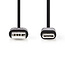 USB Type-C naar USB-A Male kabel - 480 Mbps - Vernikkeld - 10 cm - Zwart