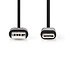 USB Type-C naar USB-A Male kabel - 480 Mbps - Vernikkeld - 300 cm  - Zwart