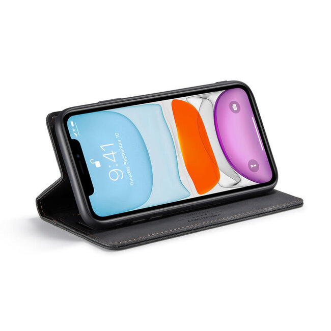 AutSpace - iPhone 11 hoesje - Wallet Book Case - Magneetsluiting - met RFID bescherming - Zwart