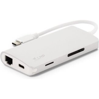 LMP LMP - USB-C Mini Dock - 8-poorts USB-C Mini-Dock met HDMI, USB 3.0, Ethernet, SD / MicroSD, USB-C - Zilver