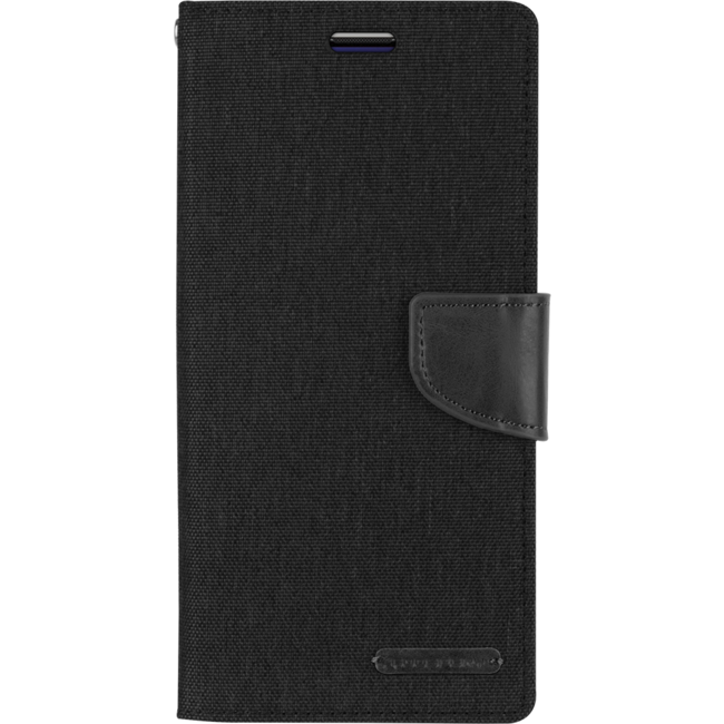 iPhone 11 Pro Hoesje - Mercury Canvas Diary Wallet Case - Hoesje met Pasjeshouder - Zwart