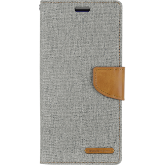 Mercury Goospery iPhone 11 Pro Hoesje - Mercury Canvas Diary Wallet Case - Hoesje met Pasjeshouder - Grijs