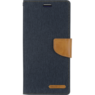 Mercury Goospery iPhone 11 Pro Hoesje - Mercury Canvas Diary Wallet Case - Hoesje met Pasjeshouder -Donker Blauw