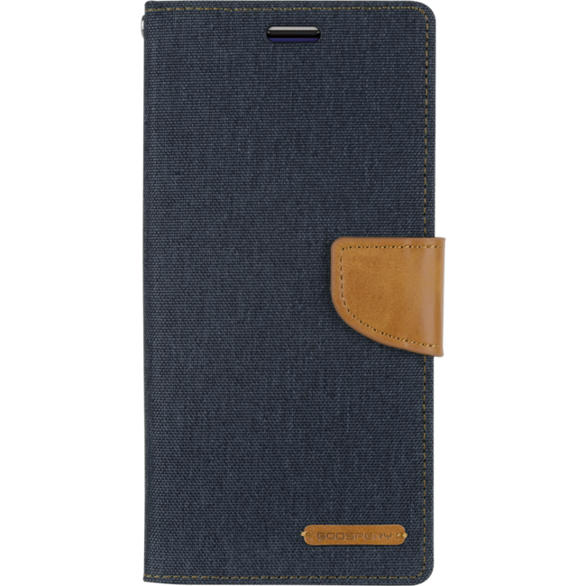 iPhone 11 Pro Hoesje - Mercury Canvas Diary Wallet Case - Hoesje met Pasjeshouder -Donker Blauw