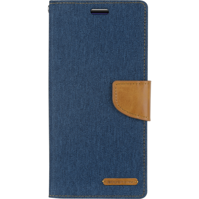 iPhone 11 Pro Max Hoesje - Mercury Canvas Diary Wallet Case - Hoesje met Pasjeshouder -Blauw