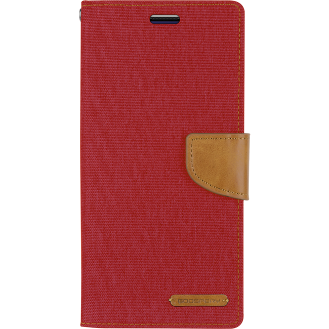 iPhone 12 Mini Hoesje - Mercury Canvas Diary Wallet Case - Hoesje met Pasjeshouder - Rood