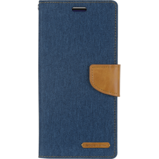 Mercury Goospery iPhone 12 Mini Hoesje - Mercury Canvas Diary Wallet Case - Hoesje met Pasjeshouder - Blauw