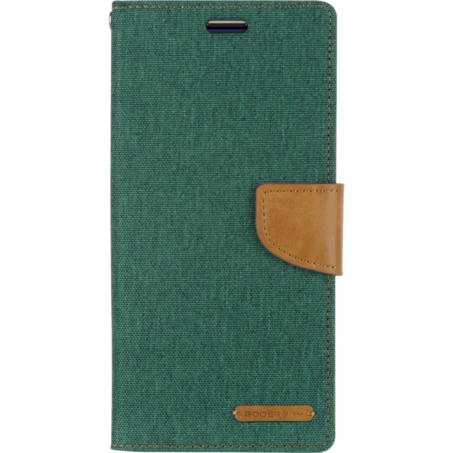 iPhone 12 / 12 Pro Hoesje - Mercury Canvas Diary Wallet Case - Hoesje met Pasjeshouder - Groen