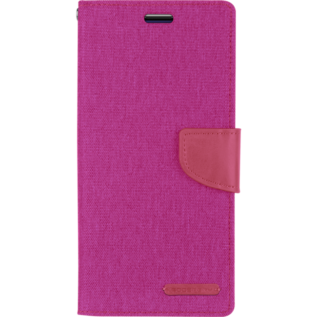 iPhone 12 / 12 Pro Hoesje - Mercury Canvas Diary Wallet Case - Hoesje met Pasjeshouder - Roze