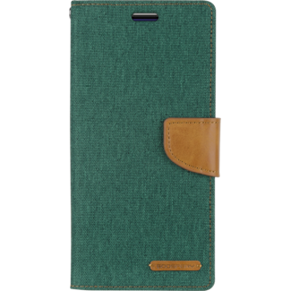 Mercury Goospery Samsung Galaxy A72 5G Hoesje - Mercury Canvas Diary Wallet Case - Hoesje met Pasjeshouder - Groen
