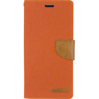Mercury Goospery Samsung Galaxy A72 5G Hoesje - Mercury Canvas Diary Wallet Case - Hoesje met Pasjeshouder - Oranje