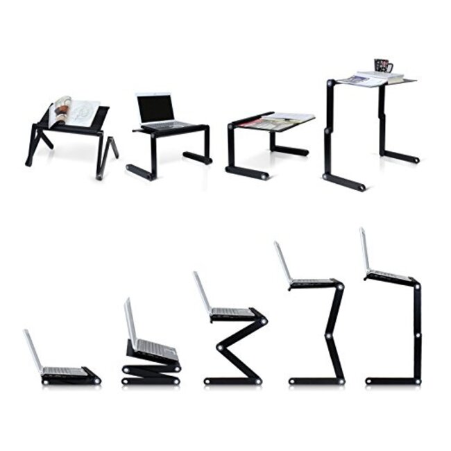 Laptop standaard Verstelbaar Universeel - Laptoptafel Met Koelventilatie - Geschikt voor thuiswerken - Laptopstandaard Opvouwbaar - Zwart