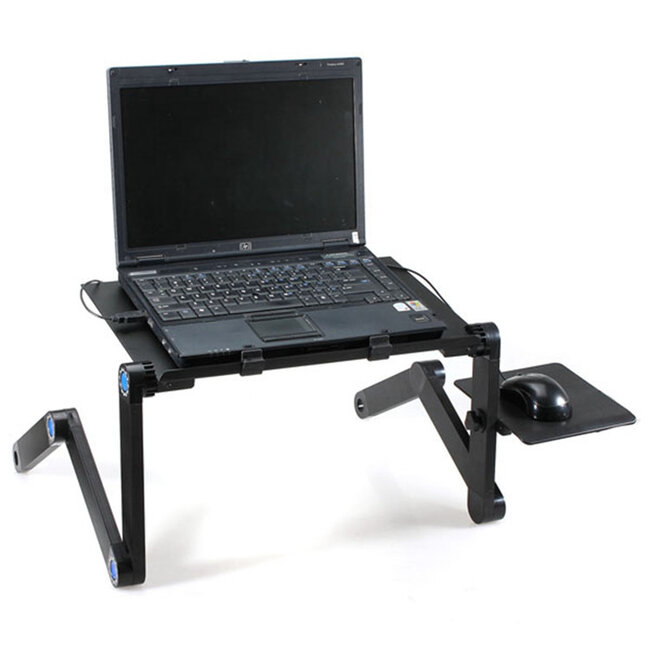 Laptop standaard Verstelbaar Universeel - Laptoptafel Met Koelventilatie - Geschikt voor thuiswerken - Laptopstandaard Opvouwbaar - Zwart