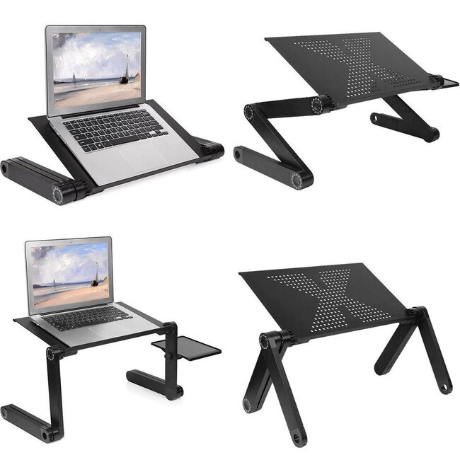 Laptop standaard Verstelbaar Universeel - Laptoptafel Met Koelventilatie - Geschikt voor thuiswerken - Laptopstandaard Opvouwbaar - Zwart