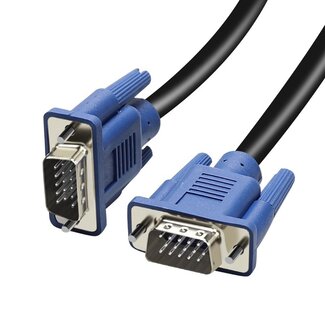 Case2go VGA Kabel - VGA Monitor kabel - VGA naar VGA - 1.5 Meter - Zwart/Blauw