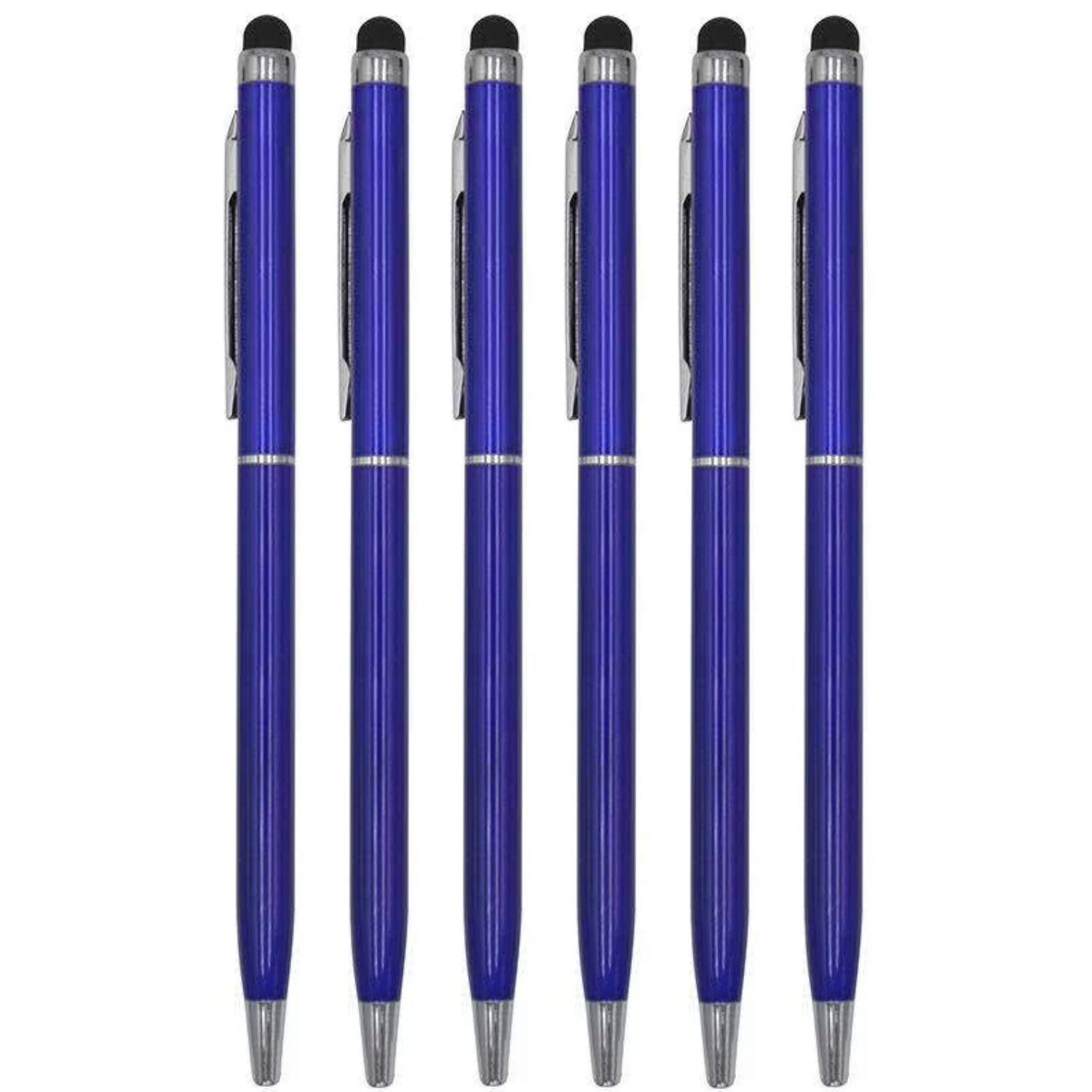 6 Stuks - Touch Pen - 2 in 1 Stylus Pen voor smartphone en tablet - Metaal - Blauw afbeelding