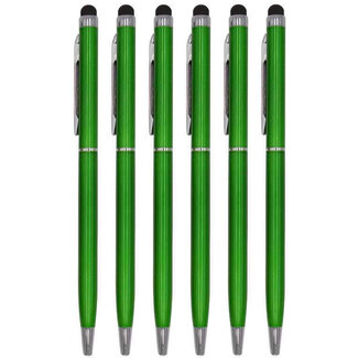 Case2go 6 Stuks - Touch Pen - 2 in 1 Stylus Pen voor smartphone en tablet - Metaal - Groen