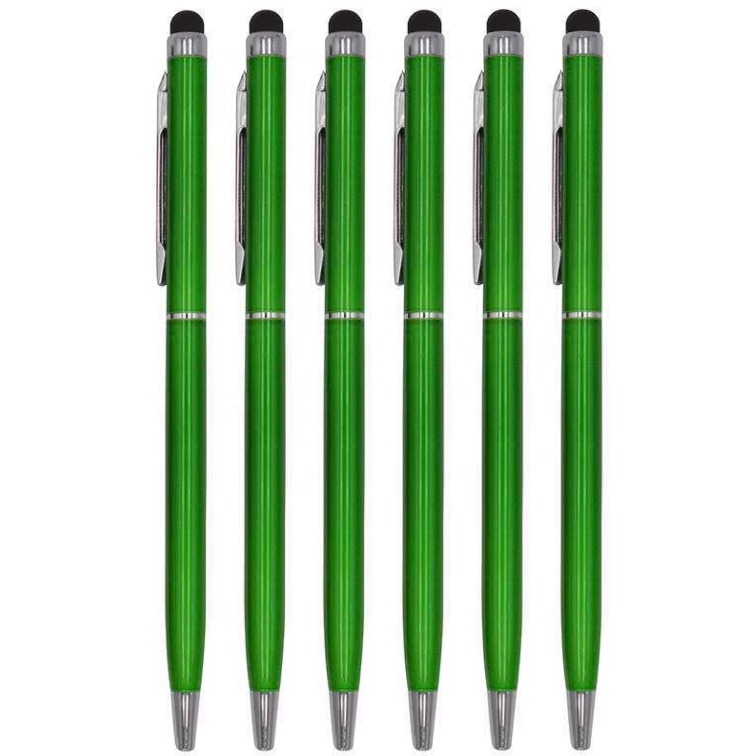 6 Stuks - Touch Pen - 2 in 1 Stylus Pen voor smartphone en tablet - Metaal - Groen afbeelding