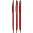 Case2go 3 Stuks - Touch Pen - 2 in 1 Stylus Pen voor smartphone en tablet - Metaal - Rood