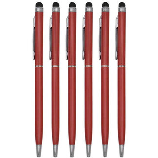 Case2go 6 Stuks - Touch Pen - 2 in 1 Stylus Pen voor smartphone en tablet - Metaal - Rood