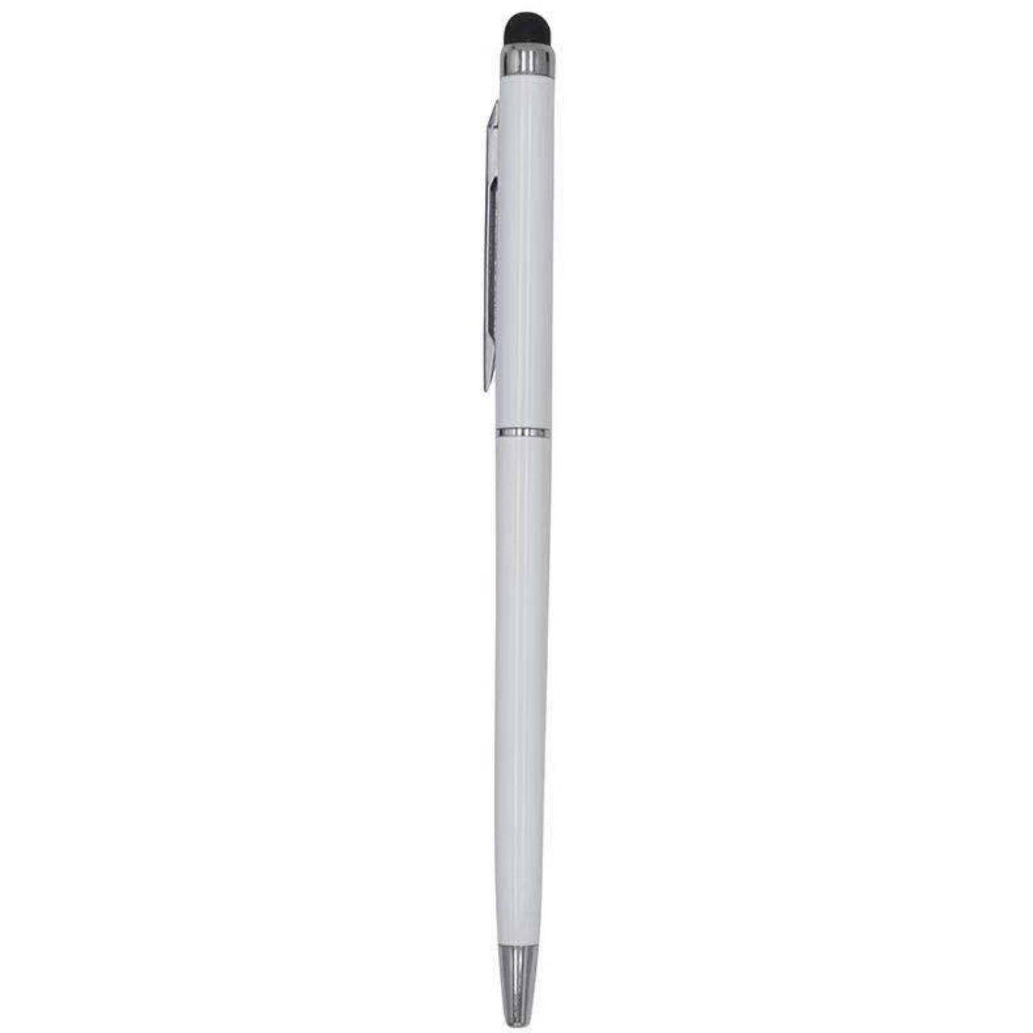 1 Stuks - Touch Pen - 2 in 1 Stylus Pen voor smartphone en tablet - Metaal - Wit afbeelding