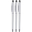 3 Stuks - Touch Pen - 2 in 1 Stylus Pen voor smartphone en tablet - Metaal - Wit