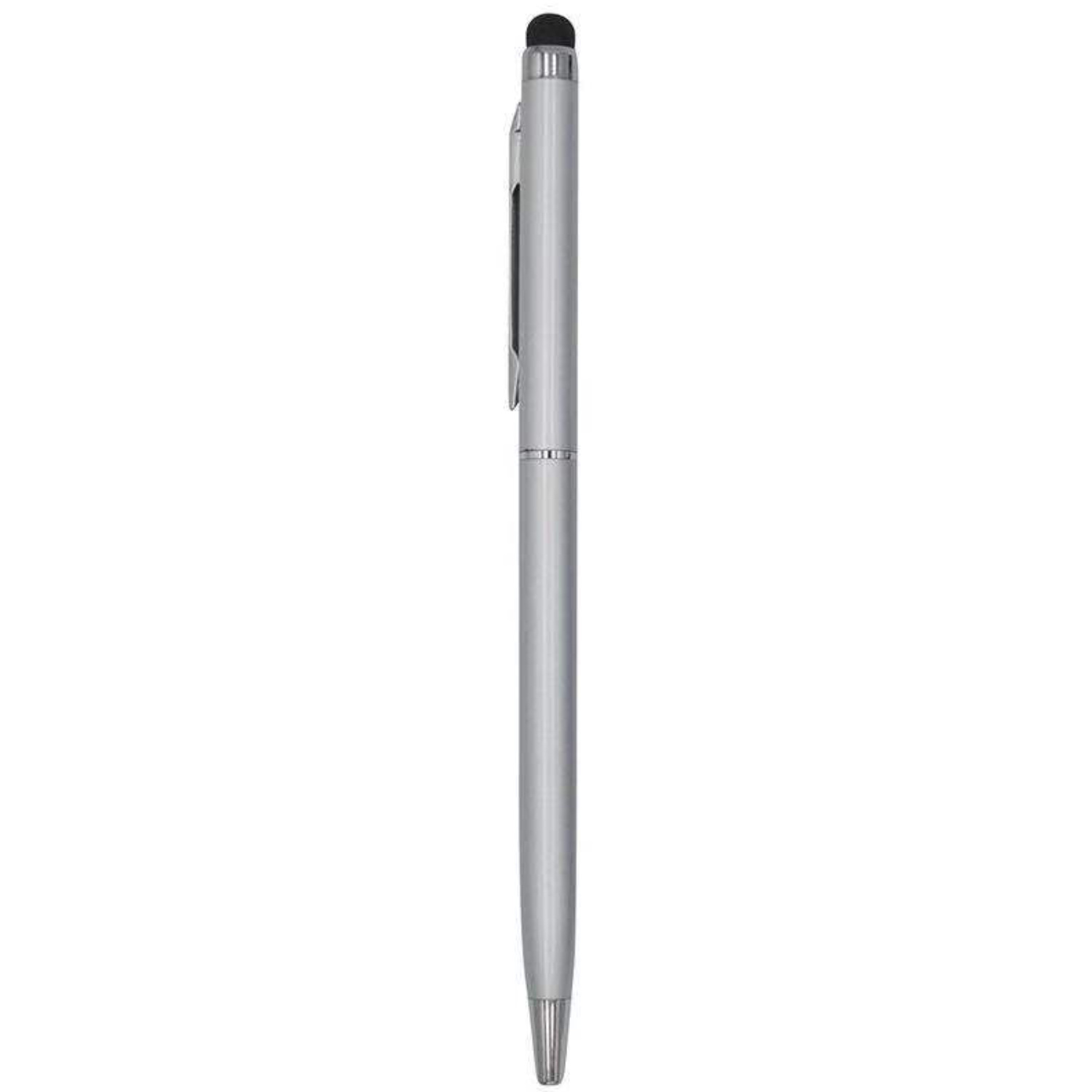 1 Stuks - Touch Pen - 2 in 1 Stylus Pen voor smartphone en tablet - Metaal - Zilver afbeelding